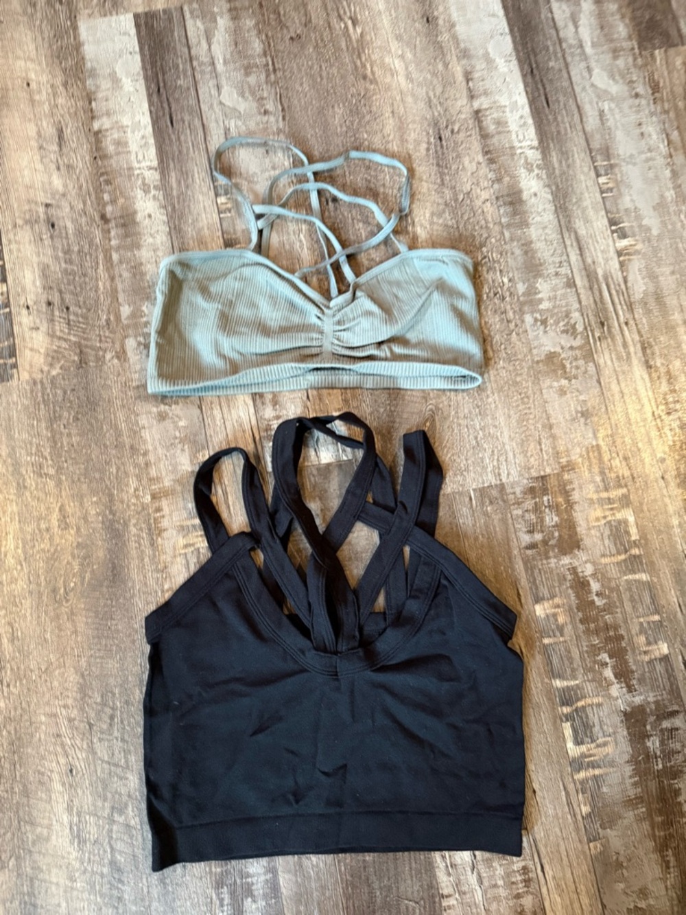 Daytrip Strappy Sports Bralette Duo - Black & Sage